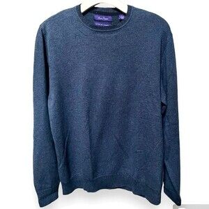 Alan Flusser Cotton Silk and Cashmere Crewneck Sweater in Blue M NWOT